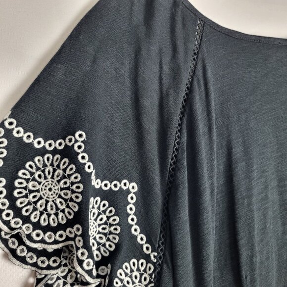 Talbots Embroidered Sleeve Dress Women's Plus Size X 14/16 Black Tassled Boho - Picture 12 of 12